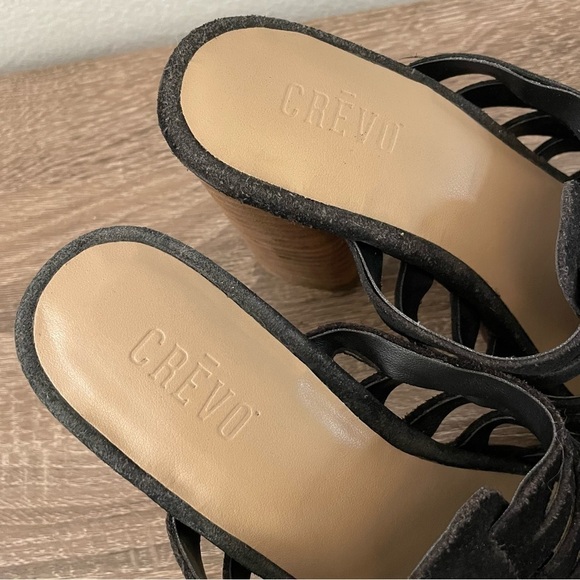 NEW Crevo Hazelle Black Suede Block Heel Sandal, Size 6.5 - Picture 3 of 7